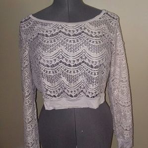 Long sleeve,lace crop top